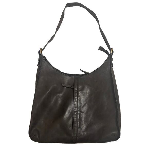 DIBA TRUE Black Distress Leather True Hobo Bag Designer Purse Handbag MRSP $250 - Picture 1 of 16